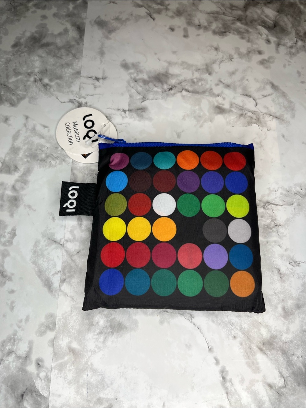 LOQ  Black Zip Pouch with Bright Multicolor Dot reusable bag museum collection